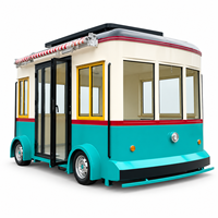 Chariot de nourriture mobile de style vintage personnalisé, kiosque à café et à crème glacée avec de grandes fenêtres en verre et auvent rétractable à vendre