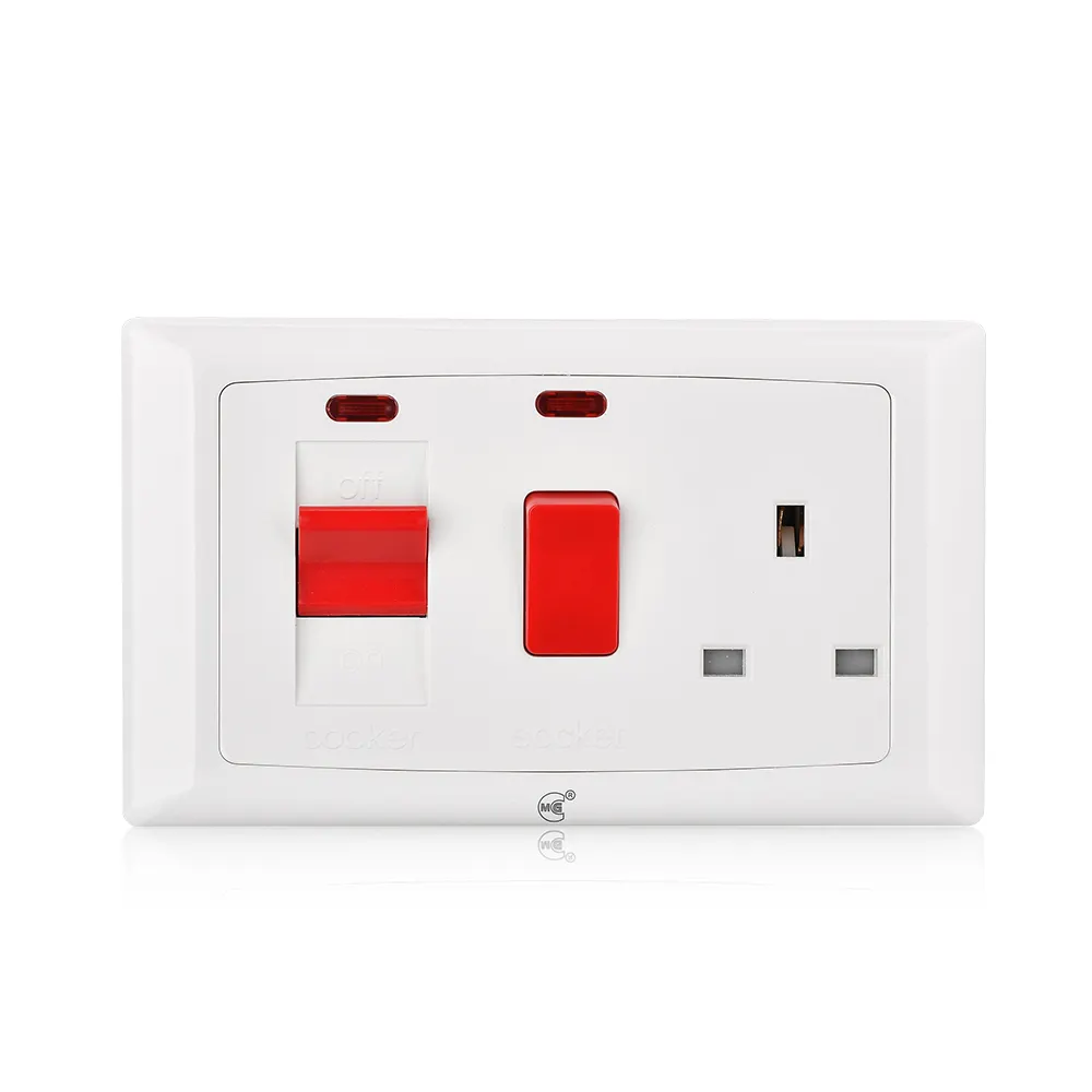 45A DP electric cooker control unit switch socket with neon