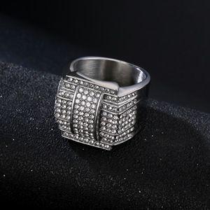 Glamour audace dichiarazione di gioielli impermeabile argento tono gemma incrostato anello da uomo per gentiluomini - Product Image 1