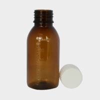 Bouteille en plastique PET de 100 ml de couleur fauve avec bouchon à vis |   Bouteille en PET de haute qualité pour médicaments liquides oraux, sirop contre la toux liquide