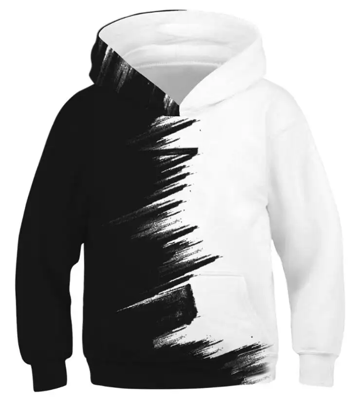 Preto Branco Paisagens Impressão 3D Crianças Hoodies Teen Moda Casual Manga Longa Camisolas Atacado Pullover Hoodies Personalizado