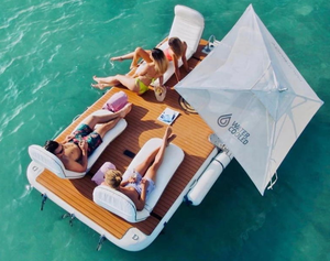 Plataforma inflable de espuma de teca <span class=keywords><strong>para</strong></span> tomar el sol, plataforma <span class=keywords><strong>flotante</strong></span> <span class=keywords><strong>para</strong></span> nadar, balsa de aire, yate, Jet Ski Dock - Product Image 5