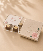 Boîtes cadeaux personnalisées en acrylique transparent à 4 compartiments pour bonbons, dattes, chocolats, biscuits, broderie florale, Noël, Ramadan