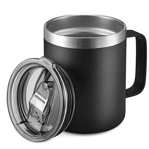 Tazza da Caffè Isolata in Acciaio Inox con Logo Personalizzato, Manico <span class=keywords><strong>e</strong></span> Coperchio, 12oz 14oz 16oz 24oz, Tazza da Viaggio a Doppia Parete Sottovuoto, Senza BPA - Product Image 1