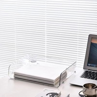 Caja de Almacenamiento Apilable Transparente de Acrílico, Organizador de Archivos y Documentos para Escritorio, Estante de Almacenamiento para Escritorio, Papelería, Libros