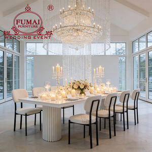 Venta al por mayor precio de fábrica de acero inoxidable Rectangular Mdf comedor Mesa nupcial Mesas de banquetes para eventos de boda para la venta - Product Image 6