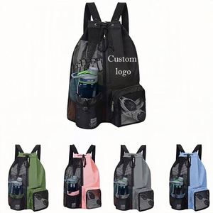 Sac à dos de plage personnalisé avec poche étanche, sac de plage en filet à cordon, sac à dos de piscine imperméable pour hommes et femmes, équipement de sport - Product Image 1