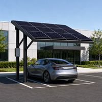 Système de carport solaire cantilever 5KW pour une seule voiture, auvent photovoltaïque étanche avec panneaux solaires monocristallins et onduleur hybride/raccordé au réseau