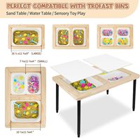 Table sensorielle en bois réglable en hauteur avec couvercle et pieds en acier, table de jeu d'art pour enfants sans compartiments de rangement
