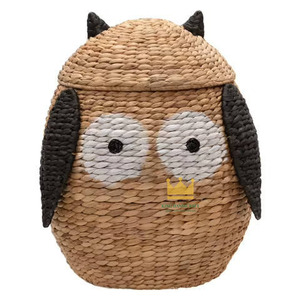 Cesta de Almacenamiento de Ratán con Forma de Búho de Alta Calidad, Diseño Moderno de Dibujos Animados, Multifuncional para Dormitorio Infantil, Sala de Estar, Organizador de Juguetes - Product Image 1