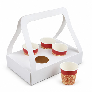 Portavasos de Cartón para 4 Tazas con Asa, Bandeja Desechable de Papel para Bebidas, para Empaque de Comida para Llevar en Cafeterías - Product Image 1