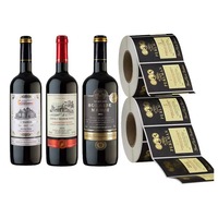 Étiquettes de vin personnalisées en platine, or, bleu, rouge, noir