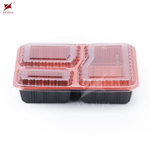 Boîte à bento personnalisée <span class=keywords><strong>rouge</strong></span> et noire, jetable, compatible micro-ondes, sans BPA, pour sandwichs, pizzas, salades, pains, vente en gros - Product Image 1