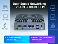 Mini PC Industrial N150 2 2.5GbE 2 10GbE SFP+ 4K Doble Pantalla DP HD DDR5 Dispositivo de Red
