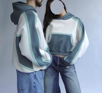 Ensemble de survêtement 2 pièces unisexe style streetwear, comprenant un sweat à capuche oversize color block à empiècements contrastants et un pantalon de survêtement, pour couple