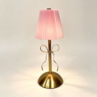 Lampe de table LED vintage rechargeable sans fil avec couvercle en tissu, motif nœud romantique pour décoration créative d'hôtel ou de maison