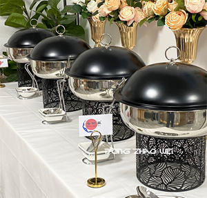 Calentadores de comida con pantalla dorada de lujo negro, platos de frotamiento, juego de Cheffing, buffet, boda, fiesta, uso de servicio, plato de frotamiento para Catering - Product Image 4
