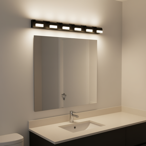 Applique murale moderne à 6 LED pour salle de bain, en fer noir, lumière blanc chaud 3500K, interrupteur tactile, luminaire de miroir - Product Image 2
