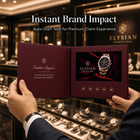 Porte-documents vidéo rigide bordeaux avec écran intégré pour la promotion de montres et de bijoux et les présentations aux clients