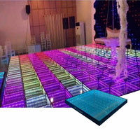 Miroir 3D LED Panneaux de piste de danse 50*50cm Brique lumineuse magnétique Fourniture d'usine pour la scène de fête de mariage