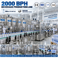 Ligne de production automatique de boissons 2000BPH avec machine de remplissage, de bouchage et d'emballage de bouteilles PET 3-en-1