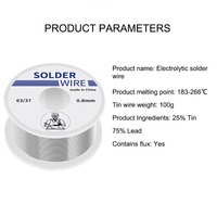 Alambre de soldadura con núcleo de resina 100g Sn63Pb37 Estaño 63/37 0.8mm de diámetro con fundente CO2 para OEM/ODM personalizable