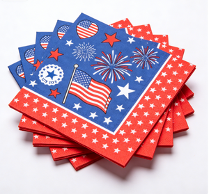 Serviettes en <span class=keywords><strong>papier</strong></span> jetables pour fête patriotique du 4 juillet, décoration de table, étoiles et rayures rouges, blancs et bleus, serviettes jetables pour la décoration du 4 juillet - Product Image 3