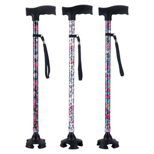 Bâton de marche pliable Cleye, télescopique, à 4 pieds, antidérapant, pour la randonnée en plein air, pour personnes âgées - Product Image 3