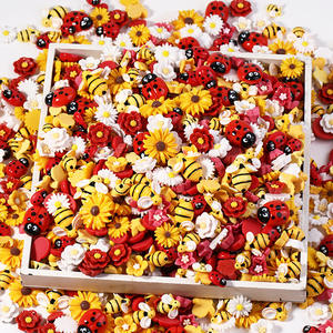 Patch en résine à dos plat motif Abeille de dessin animé et Tournesol, pour coque de téléphone, réfrigérateur et porte-clés - Product Image 3