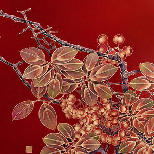 Pannello Idraulico Zen Crabapple in Ottone con Coperchio Ribaltabile <span class=keywords><strong>per</strong></span> Scatola Elettrica, Decorazione Murale in Stile Cinese Antico con Cornice in Legno Massello - Product Image 6