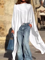 Vêtements pour femmes 2024, best-seller AliExpress sur sites indépendants transfrontaliers Europe-Amérique, couleur unie, ourlet irrégulier, coupe ample