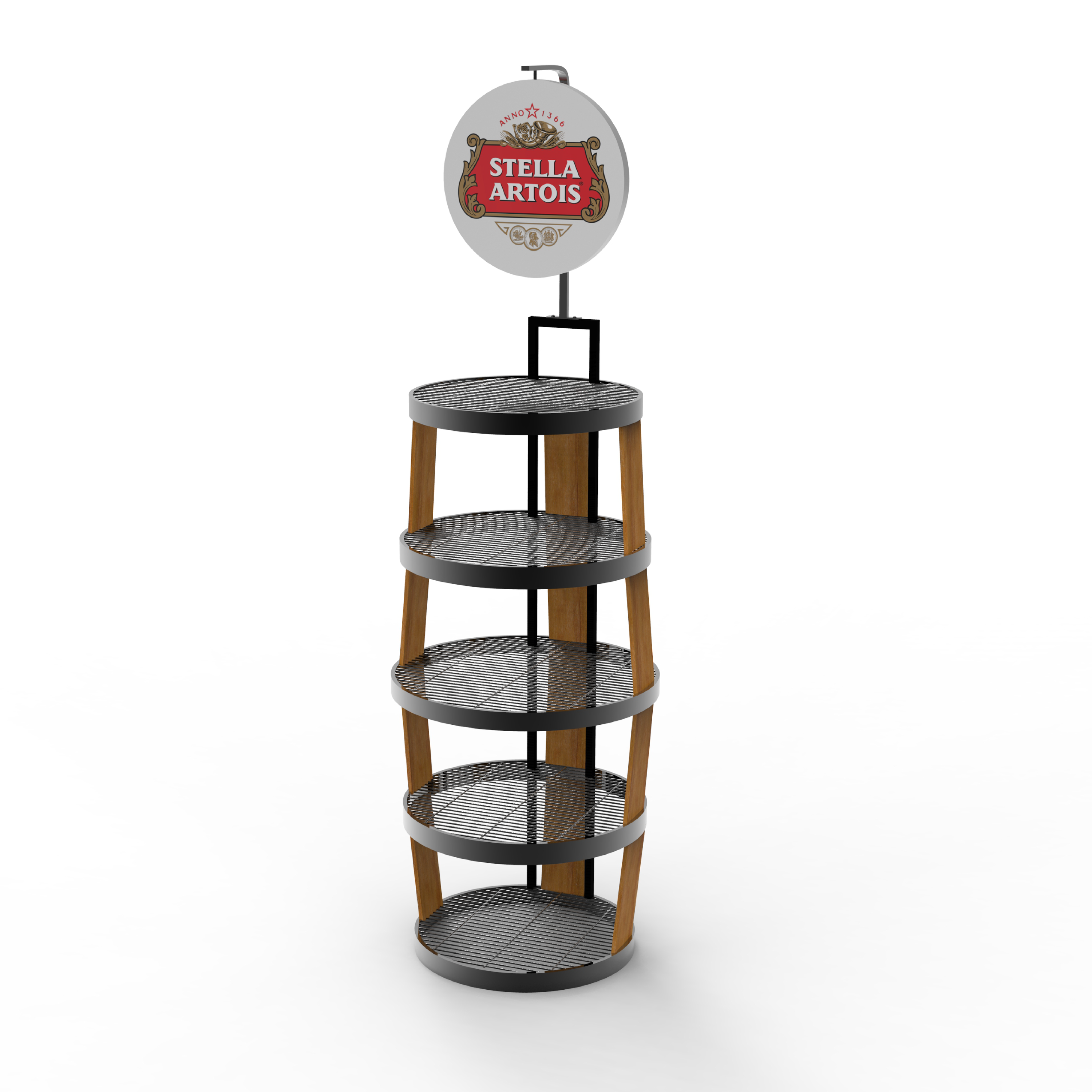 Apache Custom Logo Free Standing Metal Wire Barrel Display Rack Light Duty for Storing Beer Cans or Bottles OEM ODM — view 3