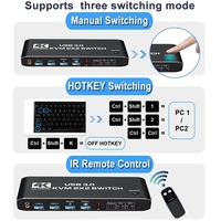 Commutateur KVM HDMI 4K 60Hz 2 ports, double moniteur, USB 3.0, commutateur KVM 2 entrées 2 sorties, commutateur KVM USB HDMI avec port USB 3.0 pour ordinateur
