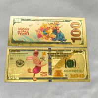 Billets de banque commémoratifs en feuille d'or sur le thème de Winnie l'ourson Disney pour enfants, cadeau souvenir