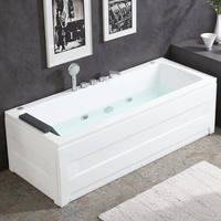 Baignoire Jacuzzi de style européen en acrylique à prix abordable avec cascade et massage à air, incluant un drain pour salle de bain