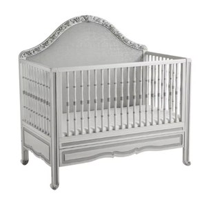 Luxury Traditional Solid Wood Baby Crib with Soft Tufted Headboard for Babies and Kids Bedroom Furniture - Product Image 2