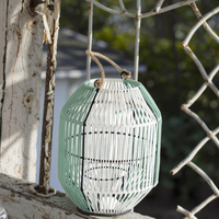 Lanterne de jardin en rotin tressé imperméable au design tendance, décoration d'intérieur artisanale, lanterne antique