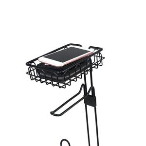 <strong>Toilet</strong> Black Paper <strong>Holder</strong> for Bathroom <strong>Free</strong> <strong>Standing</strong> Paper <strong>Roll</strong> with Paper Storage Tissue Phone Basket - Product Image 3
