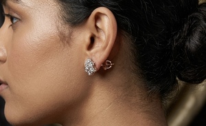 Pendientes de diamantes cultivados en laboratorio con diseño floral en oro de 10 quilates, elegantes joyas florales finas, fabricante mayorista para mujeres. - Product Image 2