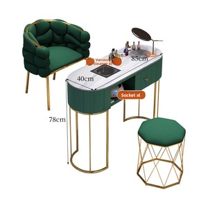 Mesa de Manicura Moderna de <span class=keywords><strong>Hierro</strong></span>, Set de Mesa y Silla para Salón de Uñas, Mesas de Maquillaje de Lujo Ligero, Individuales y Dobles <span class=keywords><strong>con</strong></span> Aspiradora - Product Image 6