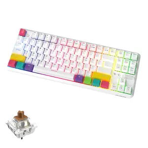 AJAZZ K870T 87 keys RGB backlight wireless dual-mode BT brown switch gaming mechanical Keyboard Type C for Laptop/PC/Win