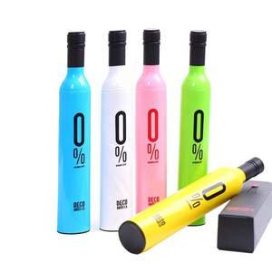 Paraguas Plegable de 3 Secciones 8K al por Mayor, Precio Económico, Diseño de Color Sólido, Paraguas Promocional con Forma de Botella de Vino - Product Image 1