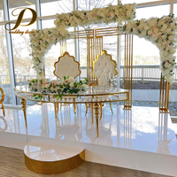 Table en verre de qualité supérieure JINDA avec pieds en métal, décoration durable pour mariage, fête, événement, banquet