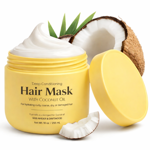 Masque capillaire hydratant à l'huile <span class=keywords><strong>de</strong></span> coco |   Traitement fortifiant et hydratant pour les <span class=keywords><strong>cheveux</strong></span> abîmés, bouclés, <span class=keywords><strong>crépus</strong></span> et tous types <span class=keywords><strong>de</strong></span> <span class=keywords><strong>cheveux</strong></span> |   OEM - Product Image 1