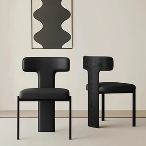 Minimalist Designer <b>Chair</b> Upholstered <b>Dining</b> <b>Chair</b> Black <b>White</b> Adult Use - Product Image 2