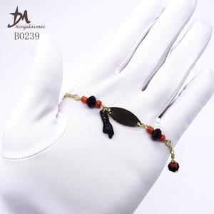 Qcy — Bracelet pour bébé, plaqué or 18K, mains noires, <span class=keywords><strong>en</strong></span> cuivre fait <span class=keywords><strong>main</strong></span>, vente <span class=keywords><strong>en</strong></span> gros, B0239 - Product Image 5