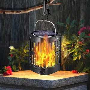 Landscape Light Waterproof IP65 96 LED Dancing Fire Led Hanging Solar Flame Torch Lights Outdoor For Garden Pathway