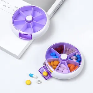 Rotatable Plastic Medicine Pill Box 7 Days Weekly Tablet Storage Box