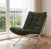 Fauteuil de détente individuel, style Bauhaus minimaliste et luxueux, avec dossier et pieds en métal, pour salon et mobilier de maison
