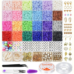 Diy Jewelry Making <b>Kit</b> 6000pcs Colorful Beads With Tools For Kids Craft Supplies Polymer Clay Beading Set - Product Image 1
